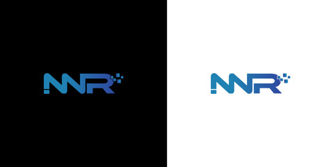 Two logos of the letters MNR on black and white backgrounds.
