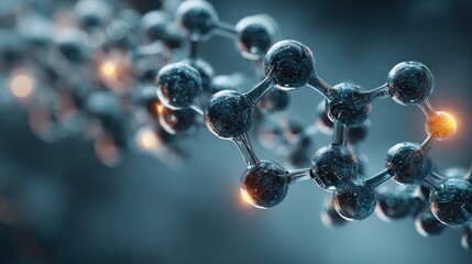 Abstract Molecular Structure with Glowing Node for Scientific Concepts