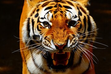 Obraz premium Close up of a fierce roaring Bengal tiger