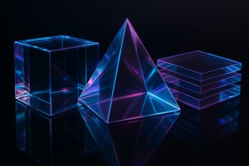 Neon transparent plexiglass shapes