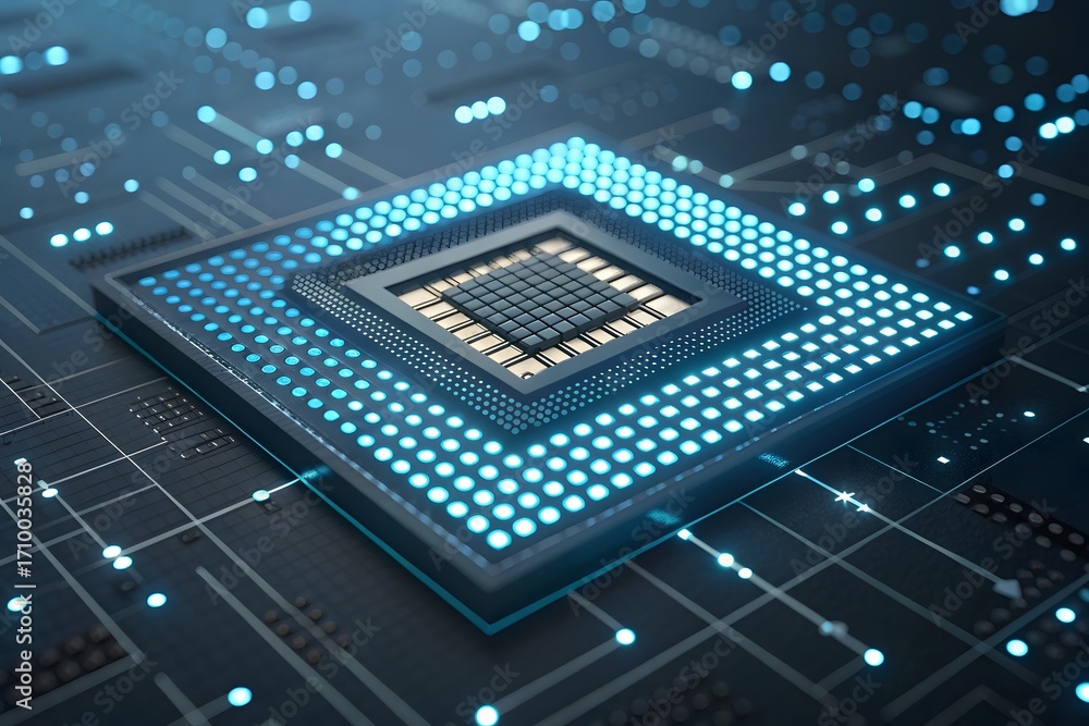 Poster computer chip processor technology circuit board ai hardware design