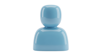 Isolated Simple Light Blue Human Silhouette Icon, Digital Avatar Representation for User Profile