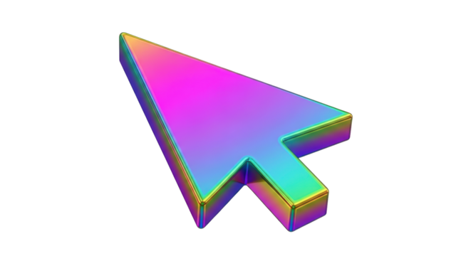 Isolated Cursor pointer with rainbow gradient, user interface web element and browser design