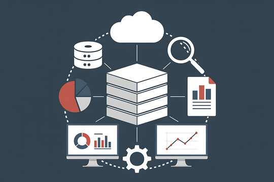 Cloud data management server network analyzing information digital transformation technology