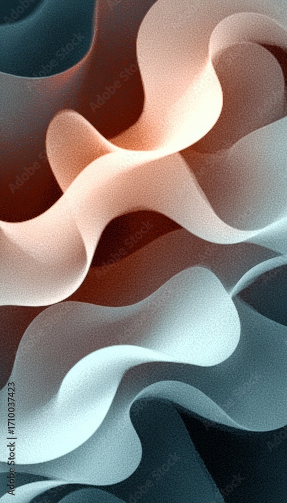 Aufkleber abstract elegant gentle waves forming compositional fluid lines in a serene pastel color gradient