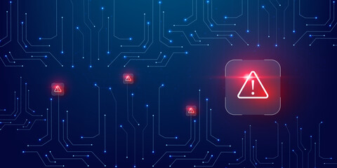 scam alert denger blue circuit background