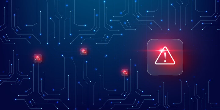 scam alert denger blue circuit background
