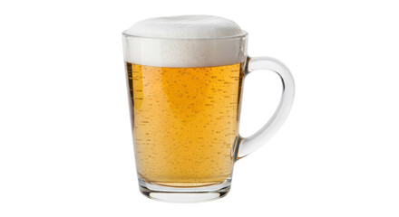 Isolated mug of refreshing pale ale beer beverage, light color, foamy and bubbly liquid