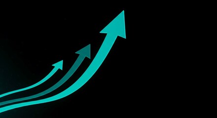 Multiple teal upward-pointing arrows on a black background, suggesting growth or progress.