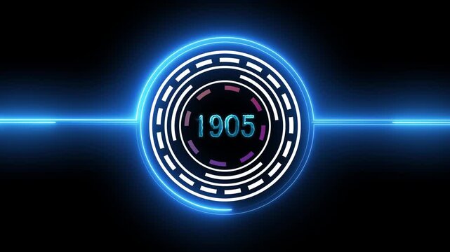 1905 text with screen effects of technological failures. Concept of counting years. New Year celebration. Past year technology concept