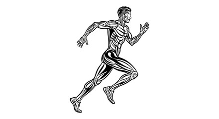 Obraz premium Muscular Anatomy of a Sprinter in Motion.