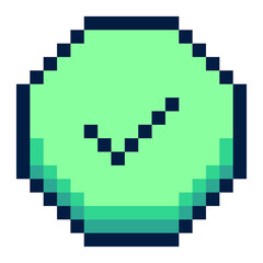 Pixel octagon green check badge