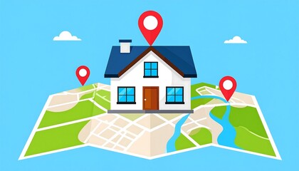 Property location map with house marker, easy to use and stylish