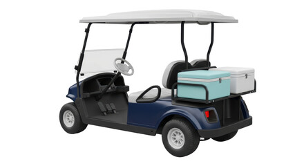 Isolated golf cart ready for a day on the course carrying coolers for refreshing beverages © Natalia