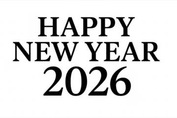 Happy new year 2026 greeting on transparent background