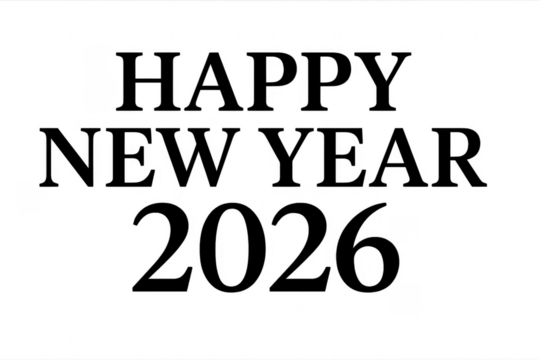 Happy new year 2026 greeting on transparent background