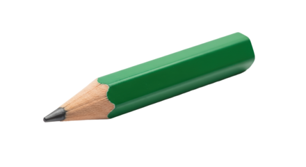 Isolated pencil with hexagonal barrel and sharp point in green color for artist work