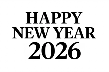 Happy new year 2026 greeting on transparent background