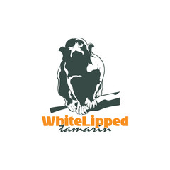 White Lipped tamarin monkey design vector illustration, funny smart pet with an emotional face