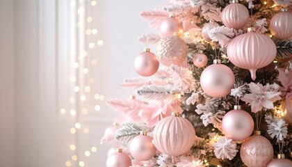 Festive pink Christmas tree close-up