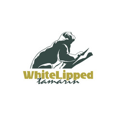 White Lipped tamarin monkey design vector illustration, funny smart pet with an emotional face