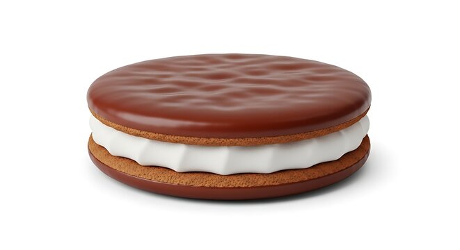 background, bakery, biscuit, bite, black, brown, cake, choco, choco pie, chocolate, closeup, coated, cocoa, confectionery, cookie, dessert, food, isolated, pie, pile, snack, sweet, white, 3d, 3d illus