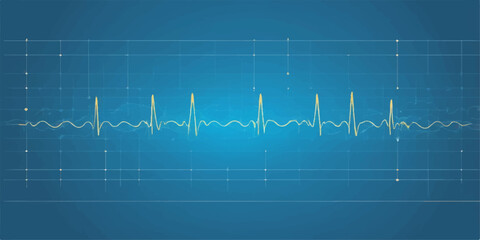 Medical line graph showing the rhythm of a heartbeat on an ECG monitor, illustrating health and pulse for cardiology