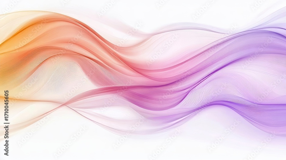 Aufkleber elegant abstract waves in soft gradient colors flowing smoothly against a clean white background