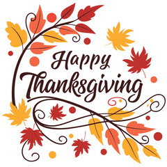 Obraz premium Happy Thanksgiving T-Shirt Vector with Autumn Leaves