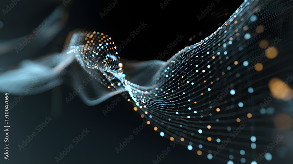 Poster digital network's dynamic: a futuristic and abstract digital network pulsates with energy, showcasin