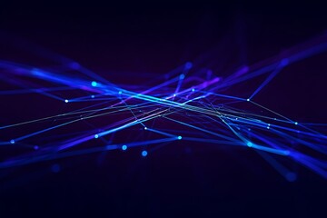 Electric blue network lines and dots abstract connections