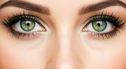 Obraz premium Closeup of Green Eyes with Makeup.