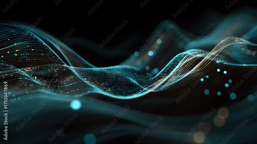 Poster digital abstract: a visually captivating abstract illustration showcases fluid wave-like forms craft