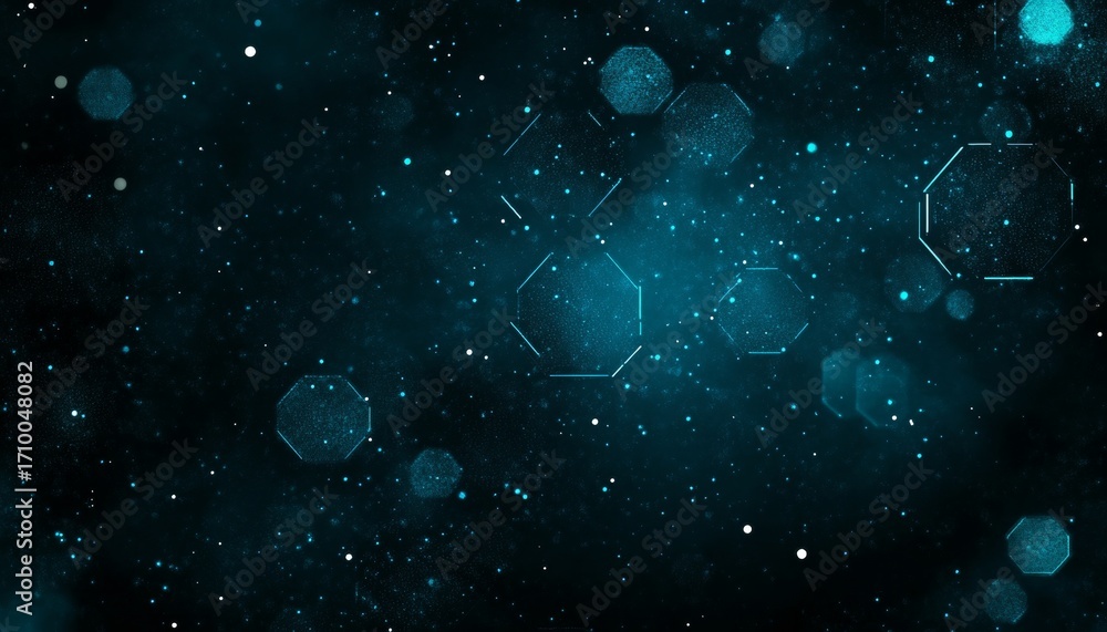 Poster futuristic neon blue technology background with hexagon patterns for sci-fi and digital concepts