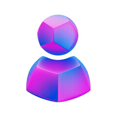 Abstract 3D user icon with vibrant neon pink and blue gradient glow for modern digital concepts