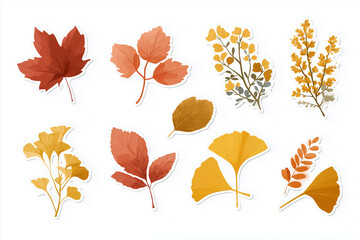 Obraz premium autumn leaves seamless background. Seasonal Leaf Illustration Elements Collection PNG isolated on transparent and white background.