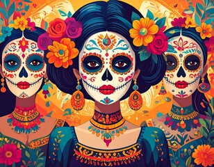 Colorful calavera women portrait
