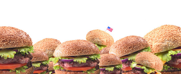 American hamburger frame isolated