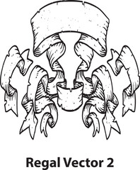 Elegant regal design element with intricate details isolated on white background