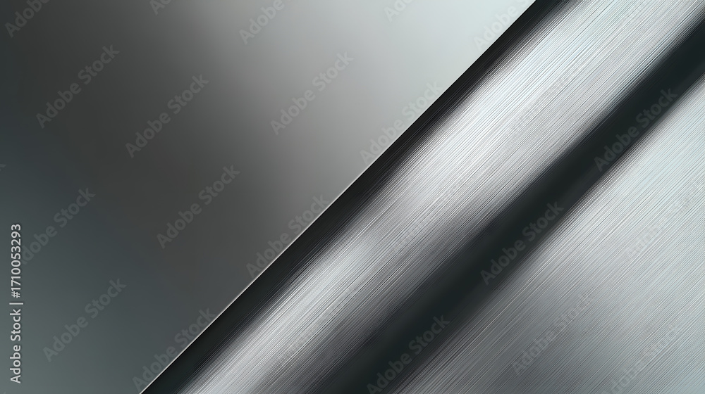 Poster abstract metallic surface: an elegant interplay of light and shadow dances across a brushed metallic
