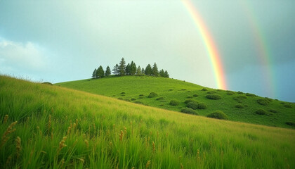 산등성이에 생긴 무지개