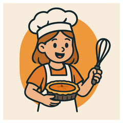 Young Chef Cooking – Kid with Whisk and Frying Pan