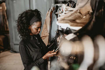 Woman Shopping for Shoes in Boutique Store, Fashion, Style, and Accessories