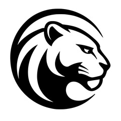 Majestic Cougar Head Logo Design Powerful Black and White Vector Illustration