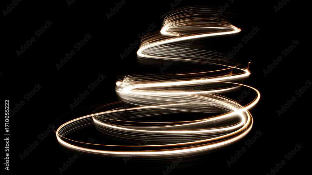 Poster illuminating spiral: a captivating display of light trails forms an ethereal spiral against a dark b