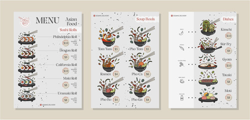 Menu template for asian food restaurant