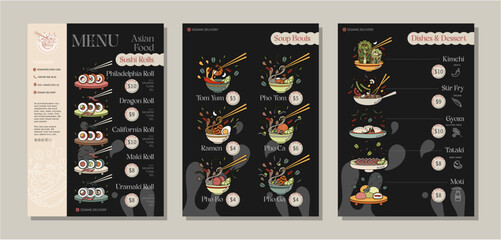 Menu template for asian food restaurant