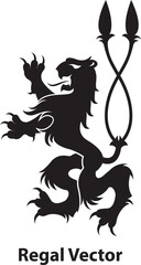 Elegant regal design element with intricate details isolated on white background