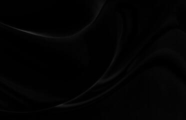 Black gray satin dark fabric texture luxurious shiny that is abstract silk cloth background with patterns soft waves blur beautiful.