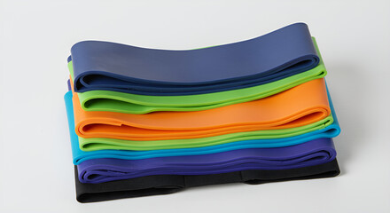 Colorful Stack of Fitness Resistance Bands for Exercise Training